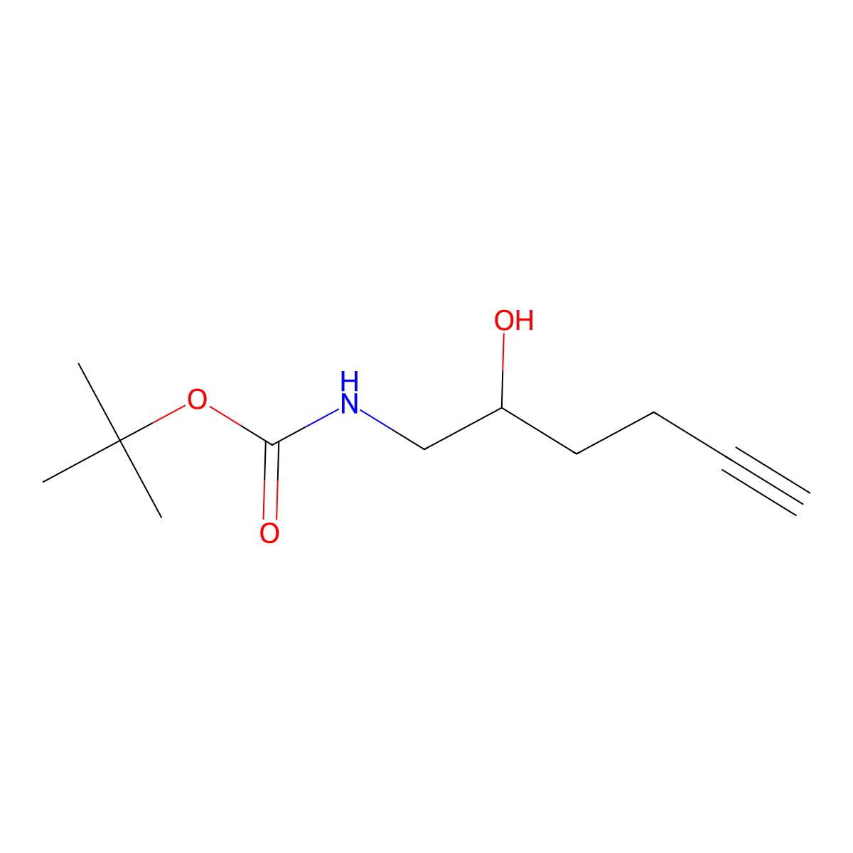 tert-butyl N-(2-hydroxyhex-5-yn-1-yl)carbamate molecular structure, CAS 2160108-09-6