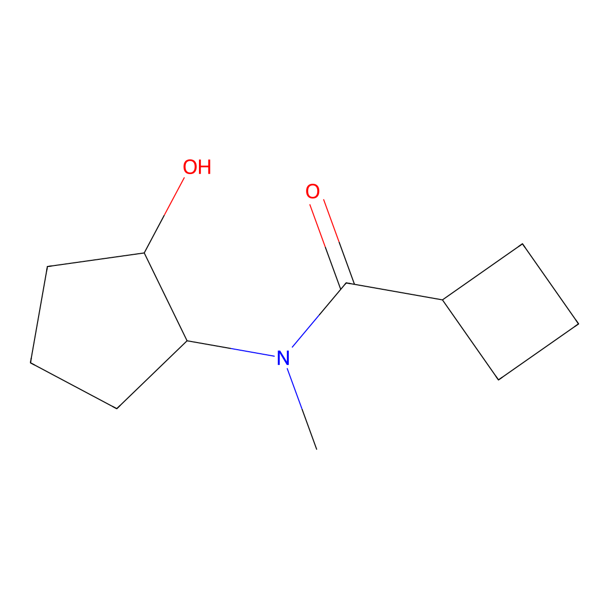 N-(2-hydroxycyclopentyl)-N-methylcyclobutanecarboxamide molecular structure, CAS 2160155-06-4