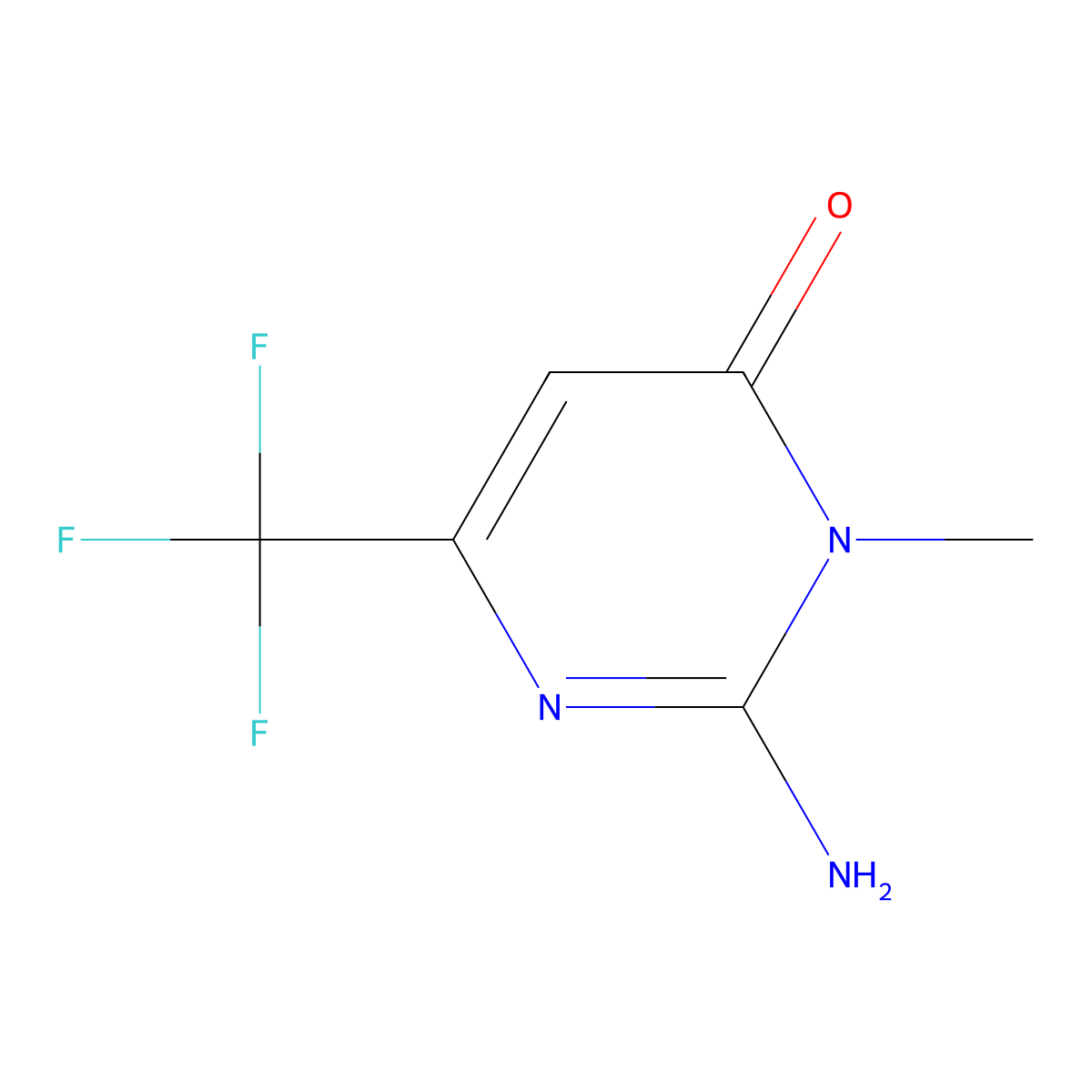 2-amino-3-methyl-6-(trifluoromethyl)-4(3H)-pyrimidinone molecular structure, CAS 216016-31-8