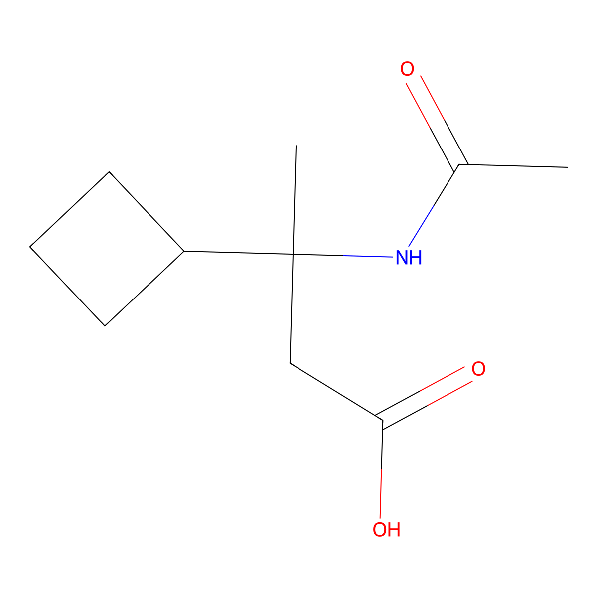 3-Cyclobutyl-3-acetamidobutanoic acid molecular structure, CAS 2160168-62-5