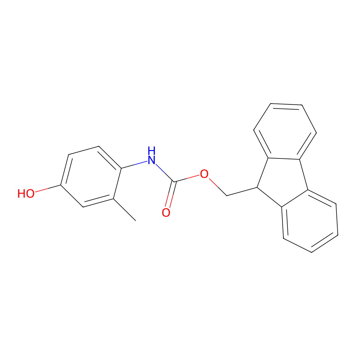 (9H-fluoren-9-yl)methyl N-(4-hydroxy-2-methylphenyl)carbamate molecular structure, CAS 2160184-55-2