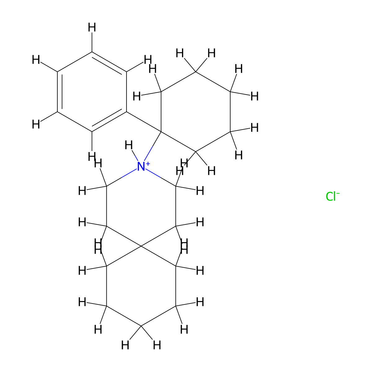 3-Azaspiro(5.5)undecane, 3-(1-phenylcyclohexyl)-, hydrochloride molecular structure, CAS 21602-65-3