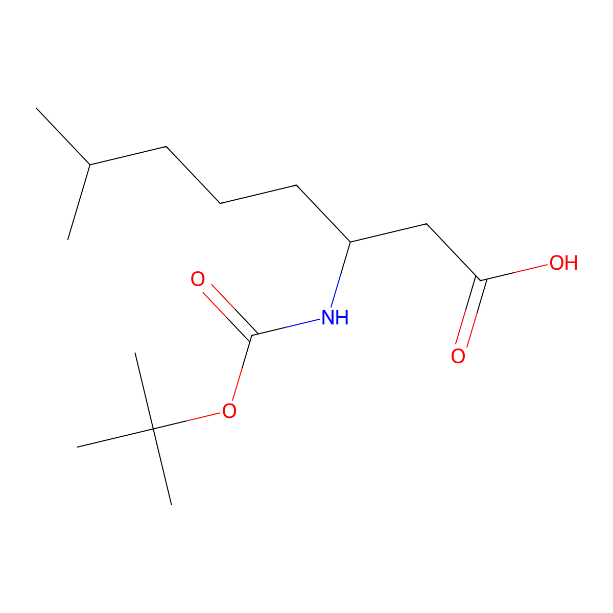 3-{[(Tert-butoxy)carbonyl]amino}-7-methyloctanoic acid molecular structure, CAS 2160200-22-4