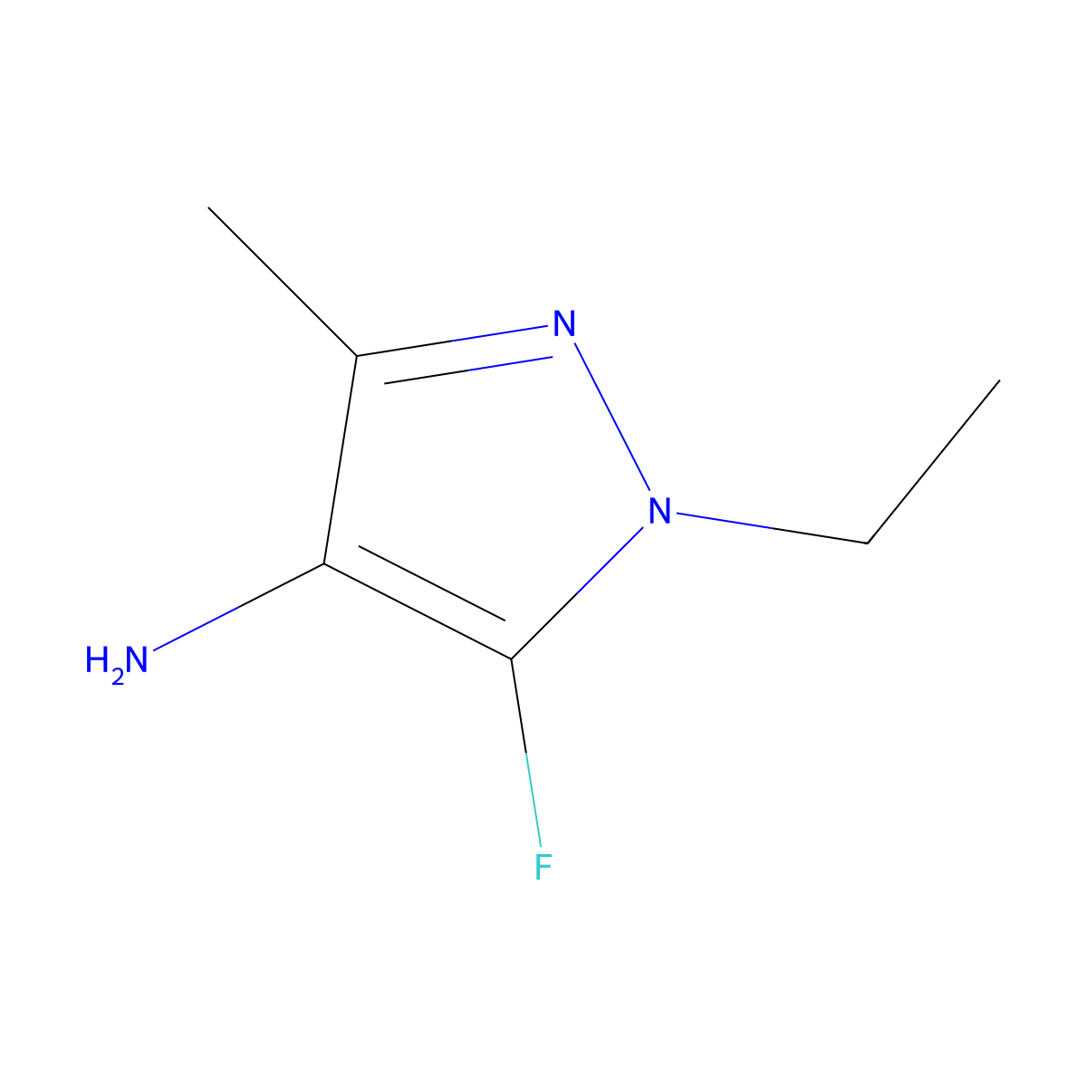 1-ethyl-5-fluoro-3-methyl-1H-pyrazol-4-amine molecular structure, CAS 2160205-02-5