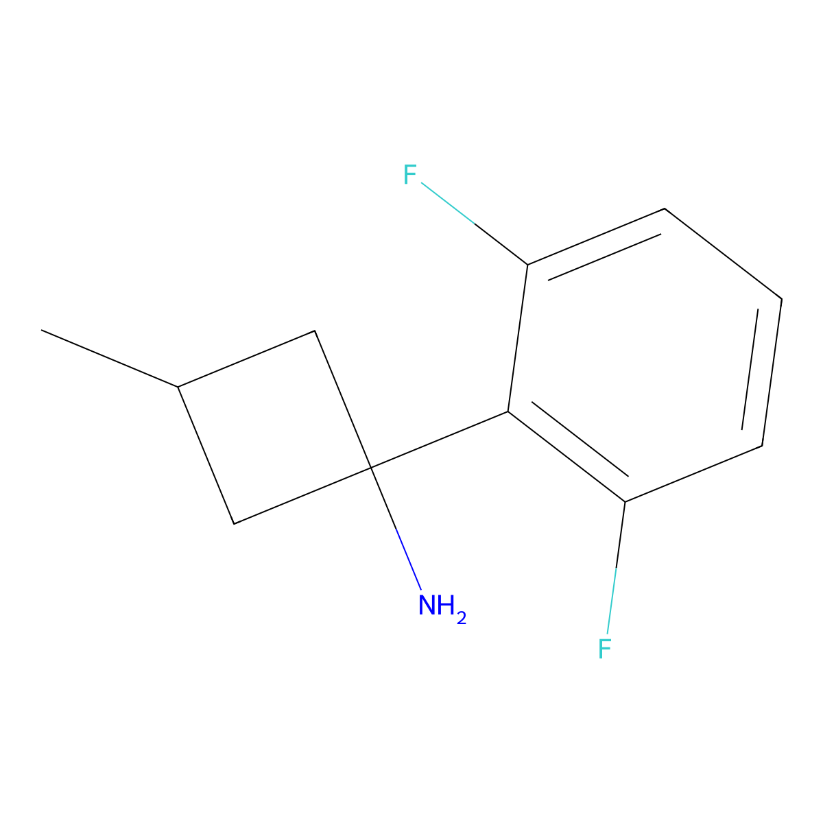 1-(2,6-Difluorophenyl)-3-methylcyclobutan-1-amine molecular structure, CAS 2160211-19-6
