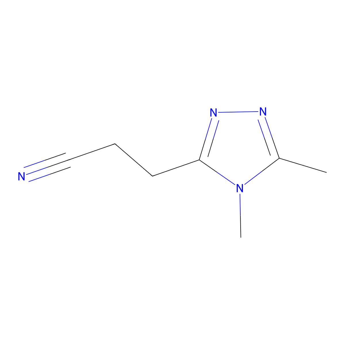 3-(dimethyl-4H-1,2,4-triazol-3-yl)propanenitrile molecular structure, CAS 2160285-76-5