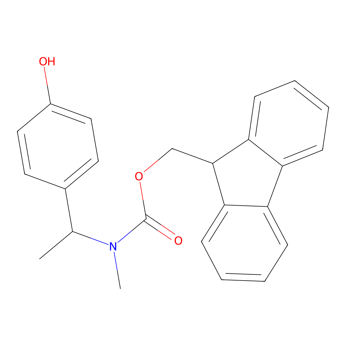 (9H-fluoren-9-yl)methyl N-[1-(4-hydroxyphenyl)ethyl]-N-methylcarbamate molecular structure, CAS 2160353-67-1