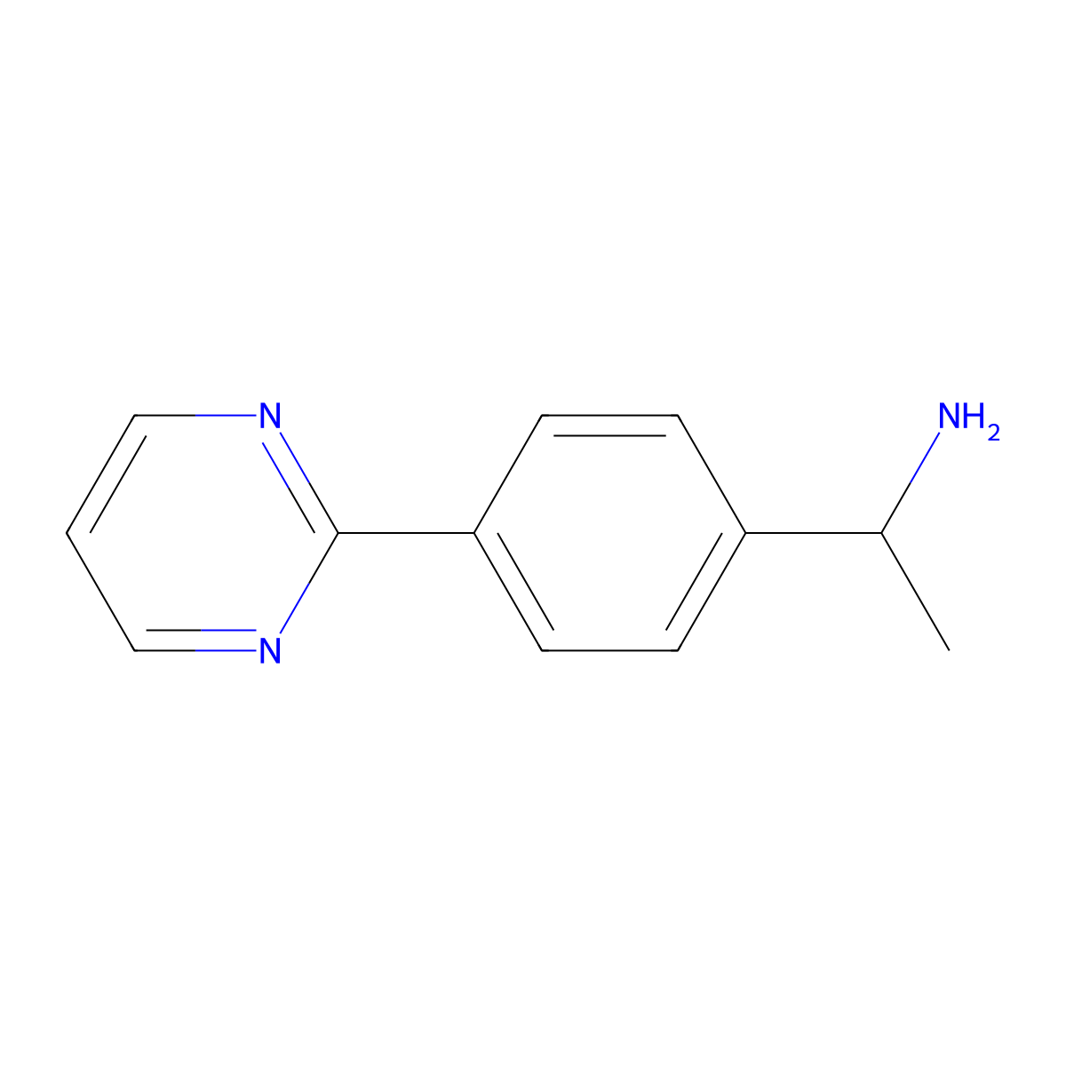 1-(4-(Pyrimidin-2-yl)phenyl)ethanamine molecular structure, CAS 2160417-39-8