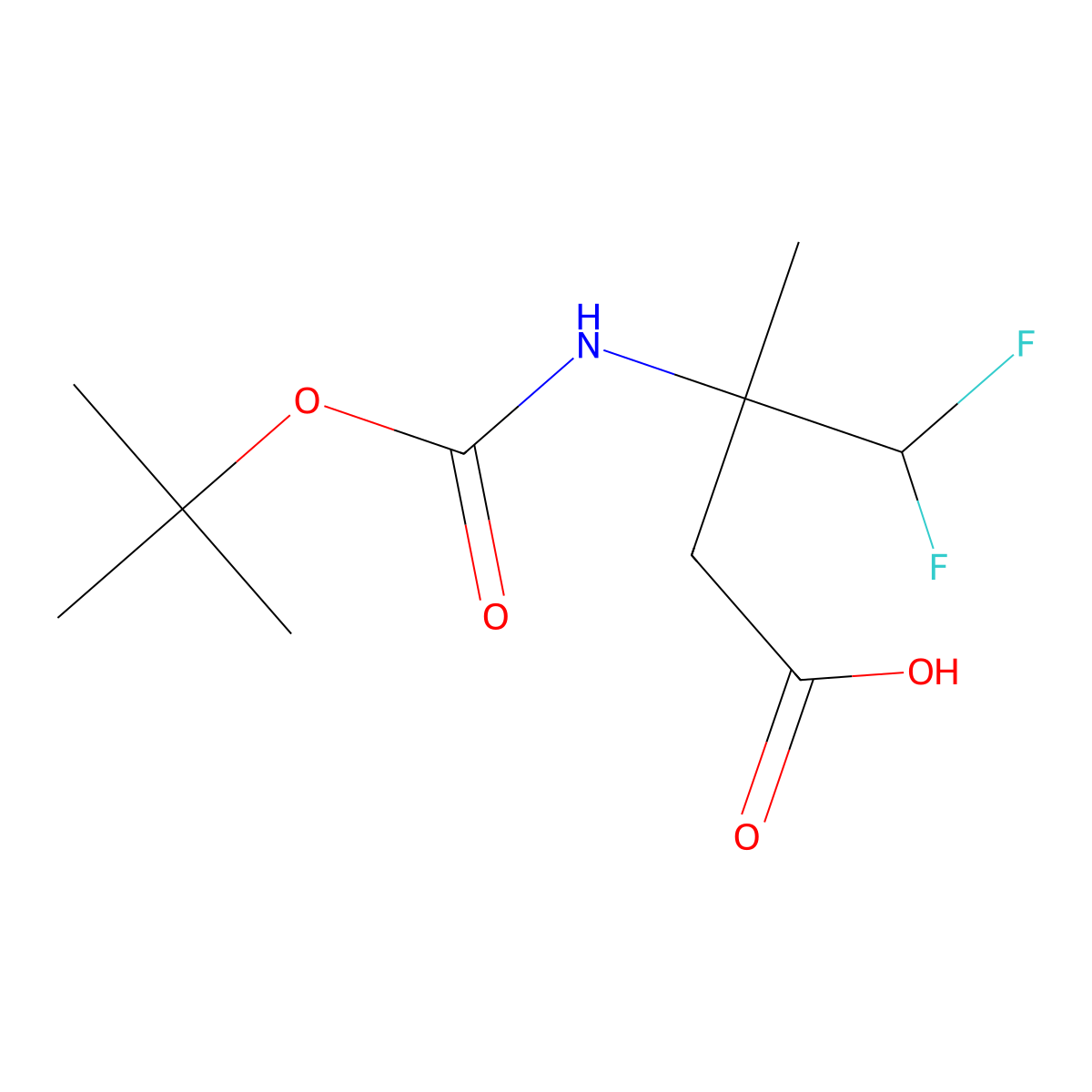3-{[(Tert-butoxy)carbonyl]amino}-4,4-difluoro-3-methylbutanoicacid molecular structure, CAS 2160443-44-5