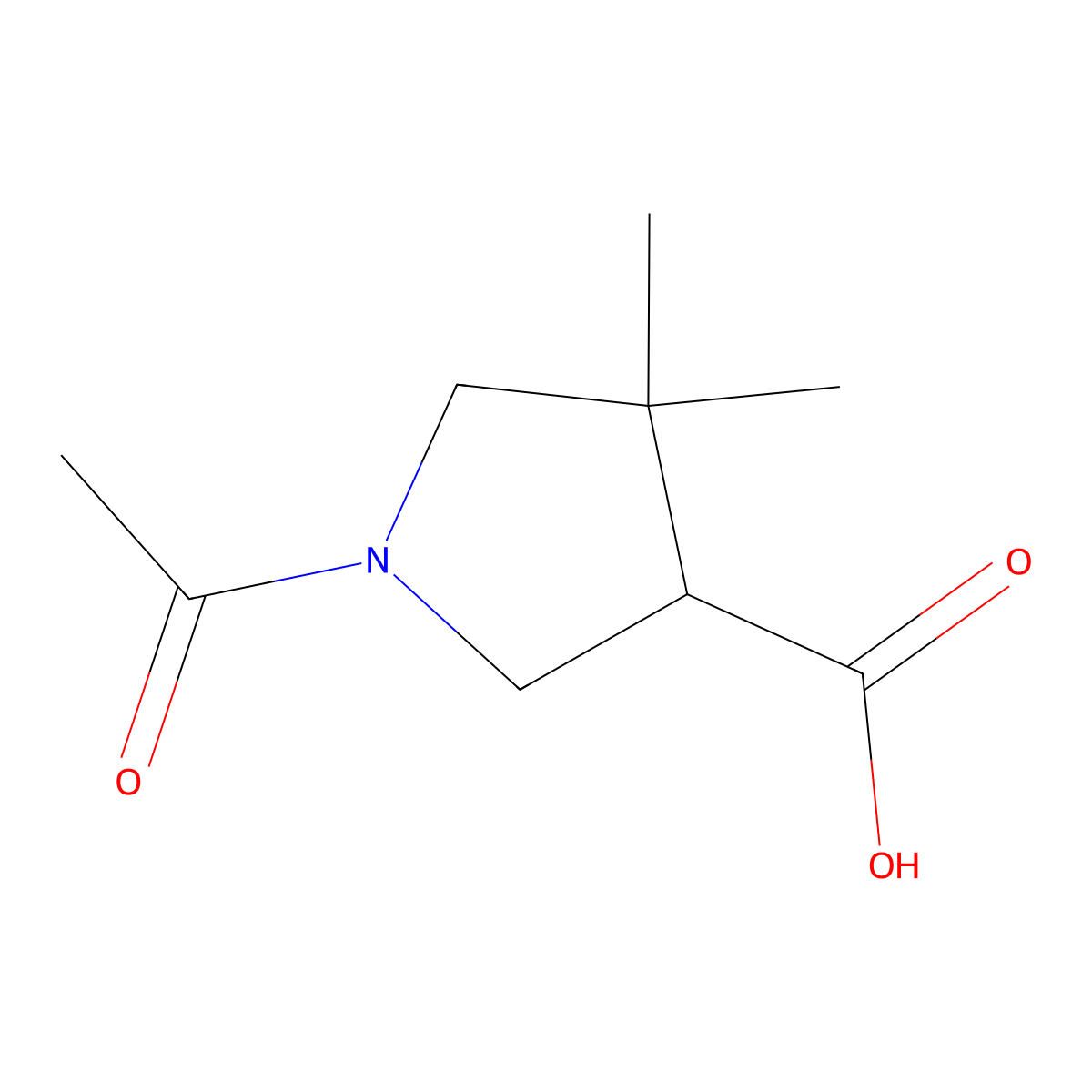 1-Acetyl-4,4-dimethylpyrrolidine-3-carboxylic acid molecular structure, CAS 2160471-13-4