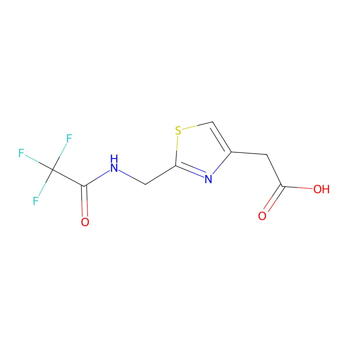 2-{2-[(Trifluoroacetamido)methyl]-1,3-thiazol-4-yl}acetic acid molecular structure, CAS 2160472-31-9