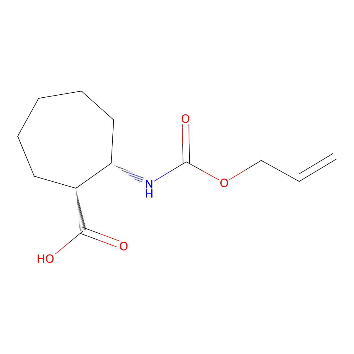 rac-(1R,2S)-2-{[(prop-2-en-1-yloxy)carbonyl]amino}cycloheptane-1-carboxylic acid molecular structure, CAS 2160506-06-7