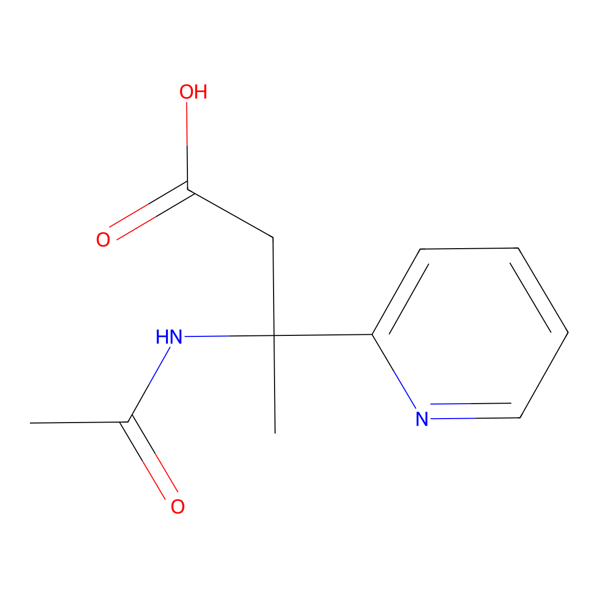 3-Acetamido-3-(pyridin-2-yl)butanoic acid molecular structure, CAS 2160513-63-1