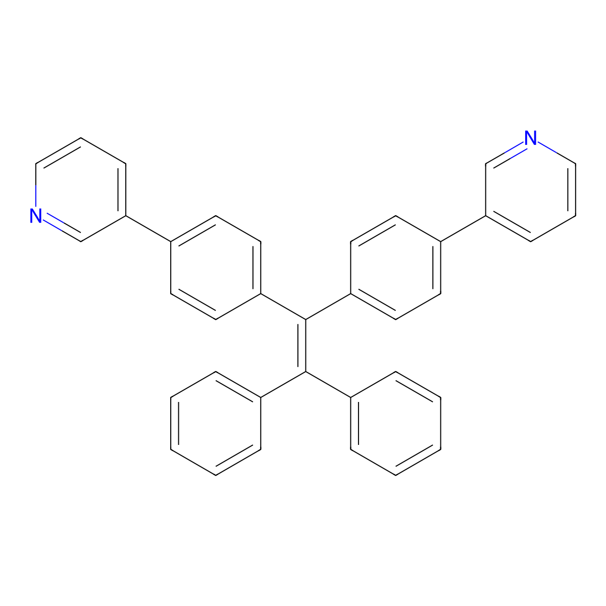 3,3'-((2,2-Diphenylethene-1,1-diyl)bis(4,1-phenylene))dipyridine molecular structure, CAS 2160539-20-6