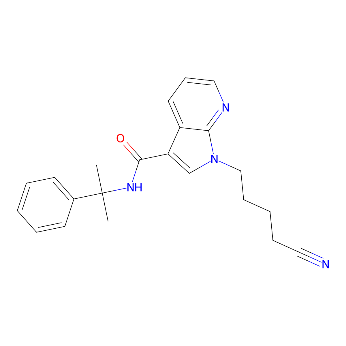 1-(4-cyanobutyl)-N-(1-methyl-1-phenylethyl)-1H-pyrrolo[2,3-b]pyridine-3-carboxamide molecular structure, CAS 2160555-53-1