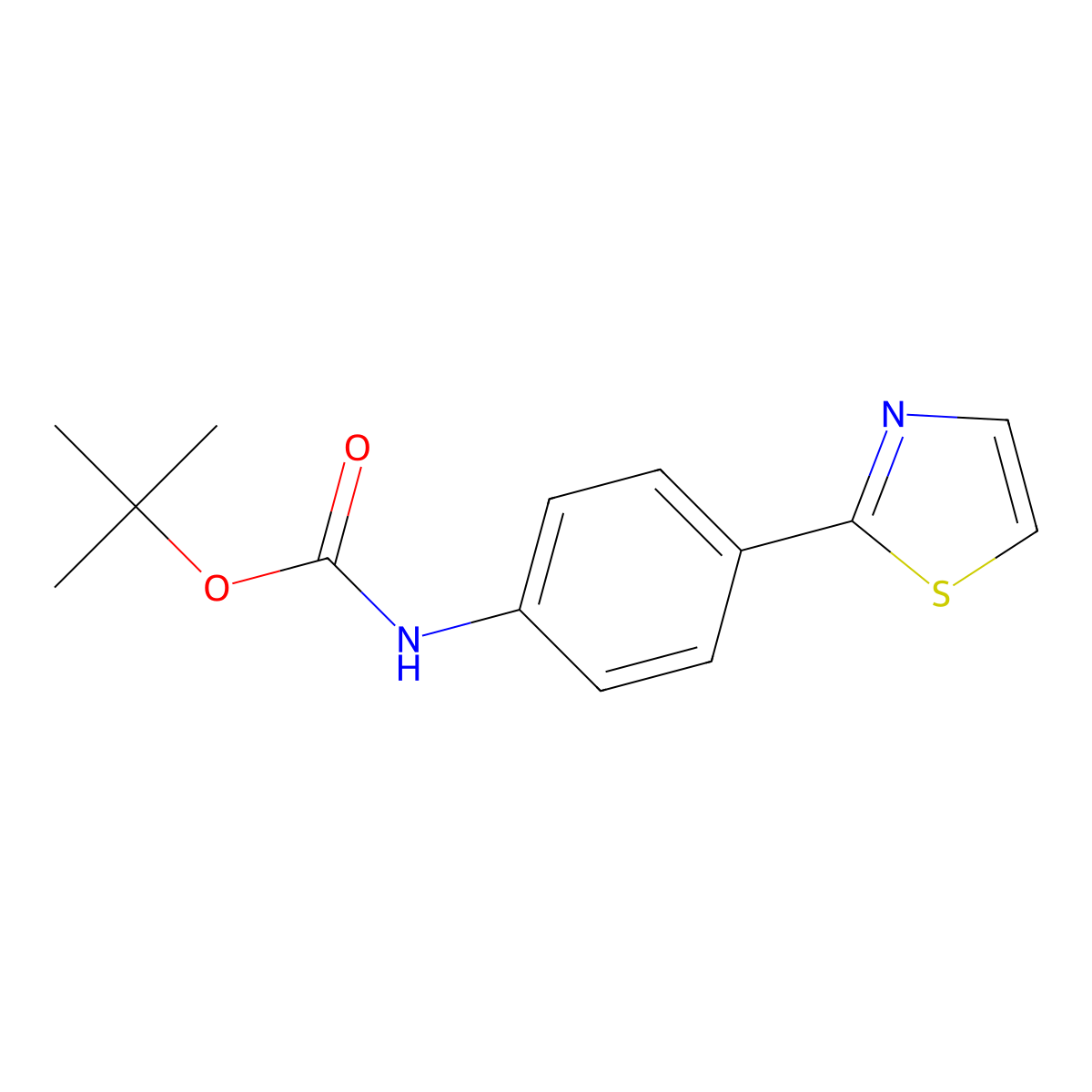 Tert-butyl (4-(thiazol-2-yl)phenyl)carbamate molecular structure, CAS 216059-92-6