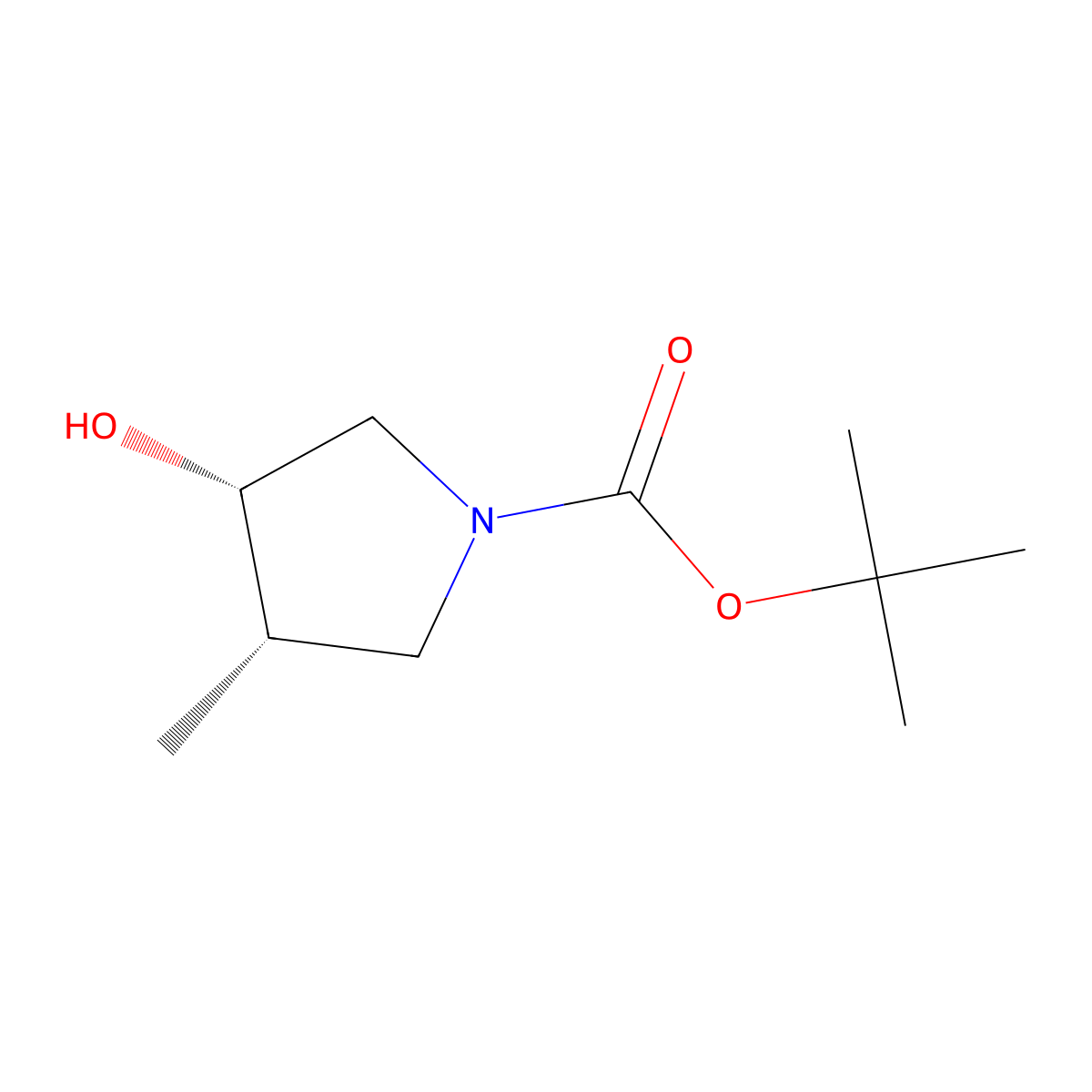 (3S,4S)-tert-butyl 3-hydroxy-4-methylpyrrolidine-1-carboxylate molecular structure, CAS 216062-10-1