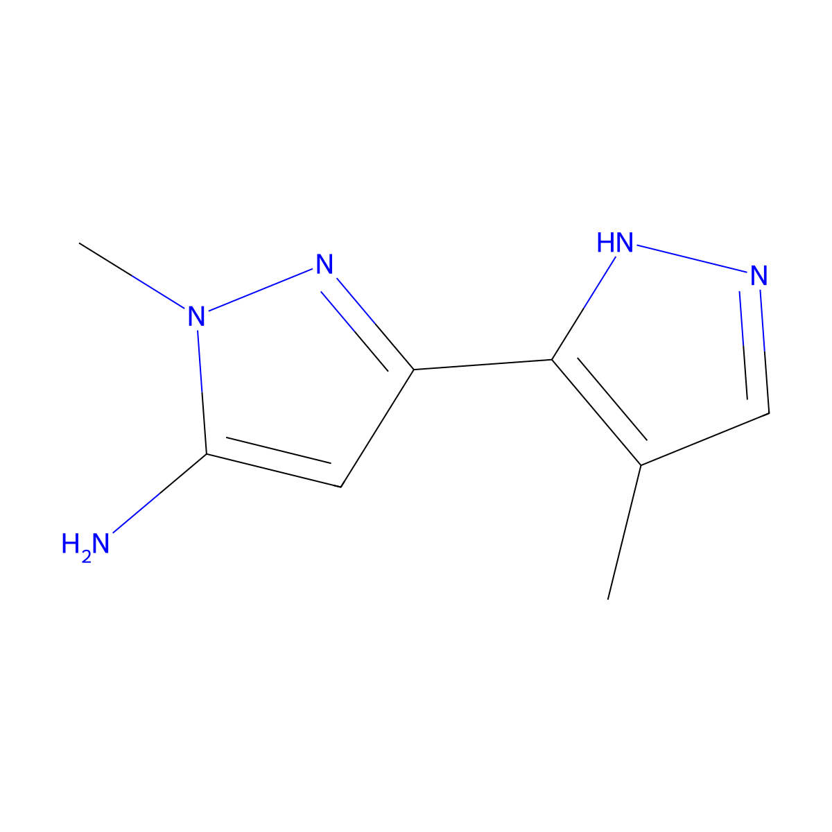 1-Methyl-3-(4-methyl-1h-pyrazol-5-yl)-1h-pyrazol-5-amine molecular structure, CAS 2160669-58-7
