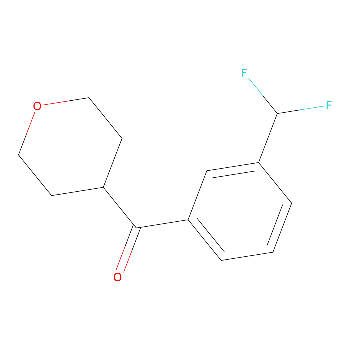 [3-(Difluoromethyl)phenyl](tetrahydro-2H-pyran-4-yl)methanone molecular structure, CAS 2160716-02-7