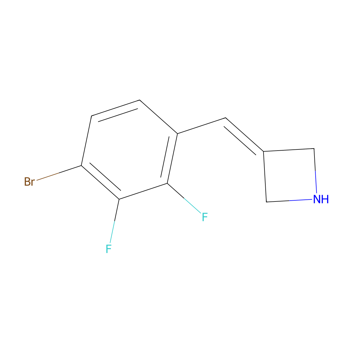 3-[(4-Bromo-2,3-difluorophenyl)methylidene]azetidine molecular structure, CAS 2160765-83-1