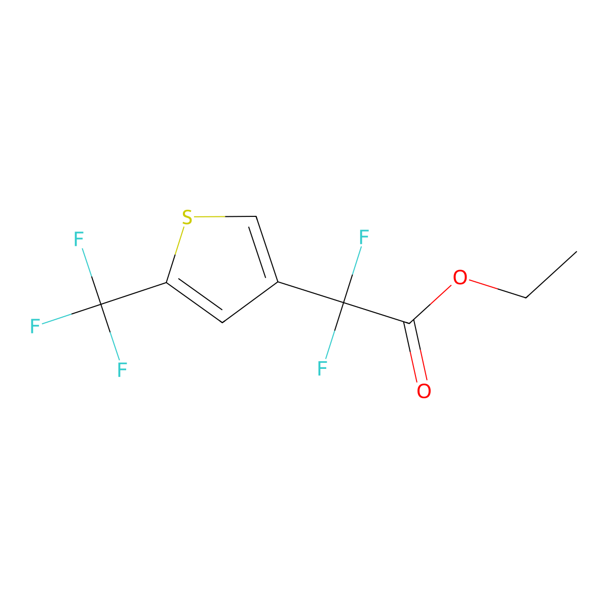 Ethyl 2,2-difluoro-2-[5-(trifluoromethyl)thiophen-3-yl]acetate molecular structure, CAS 2160788-73-6