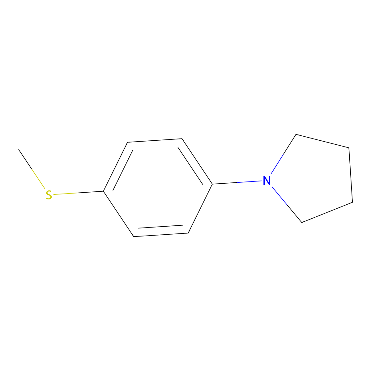 Pyrrolidine, 1-[(4-methylthio)phenyl]- molecular structure, CAS 21608-10-6