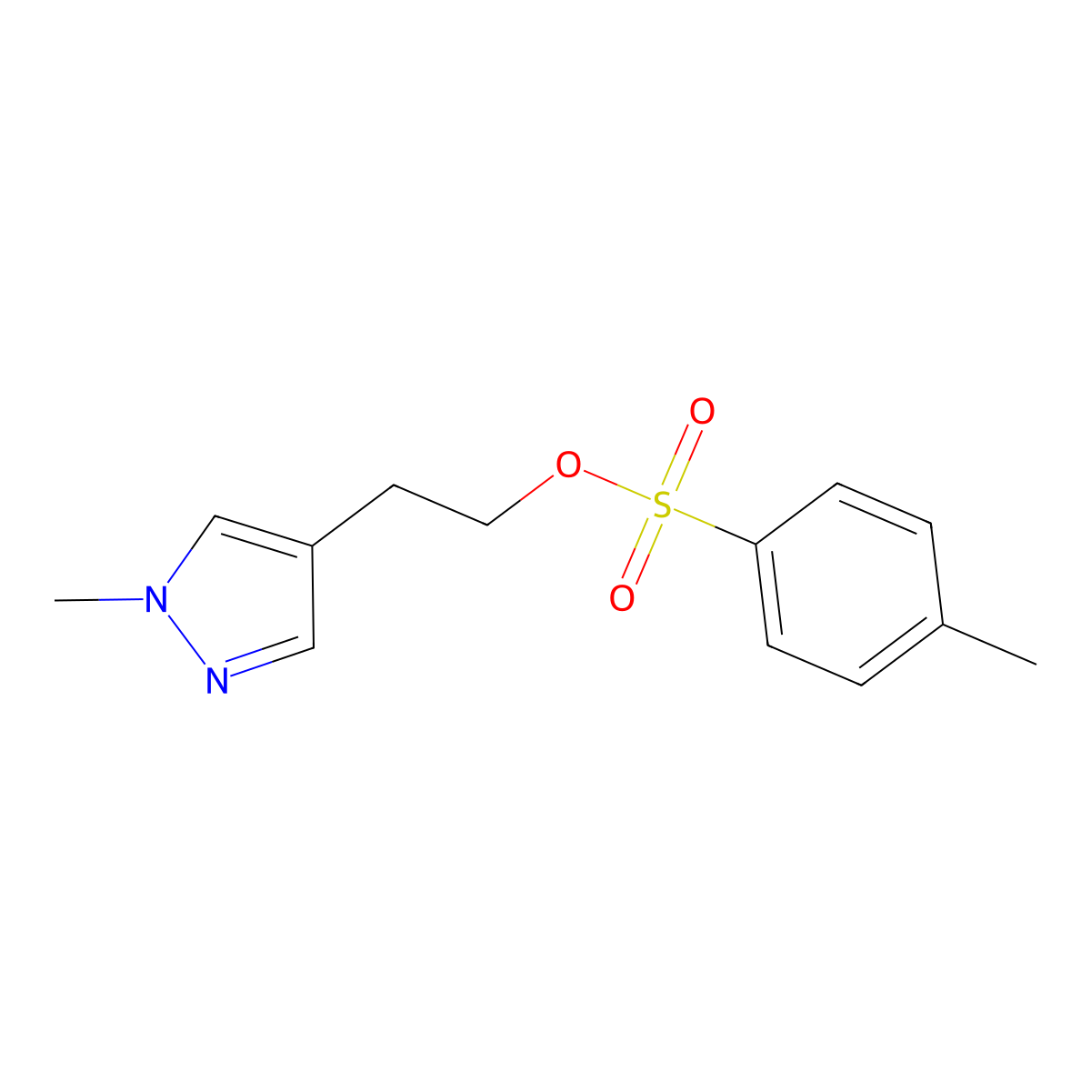 2-(1-methyl-1H-pyrazol-4-yl)ethyl 4-methylbenzene-1-sulfonate molecular structure, CAS 2160860-52-4