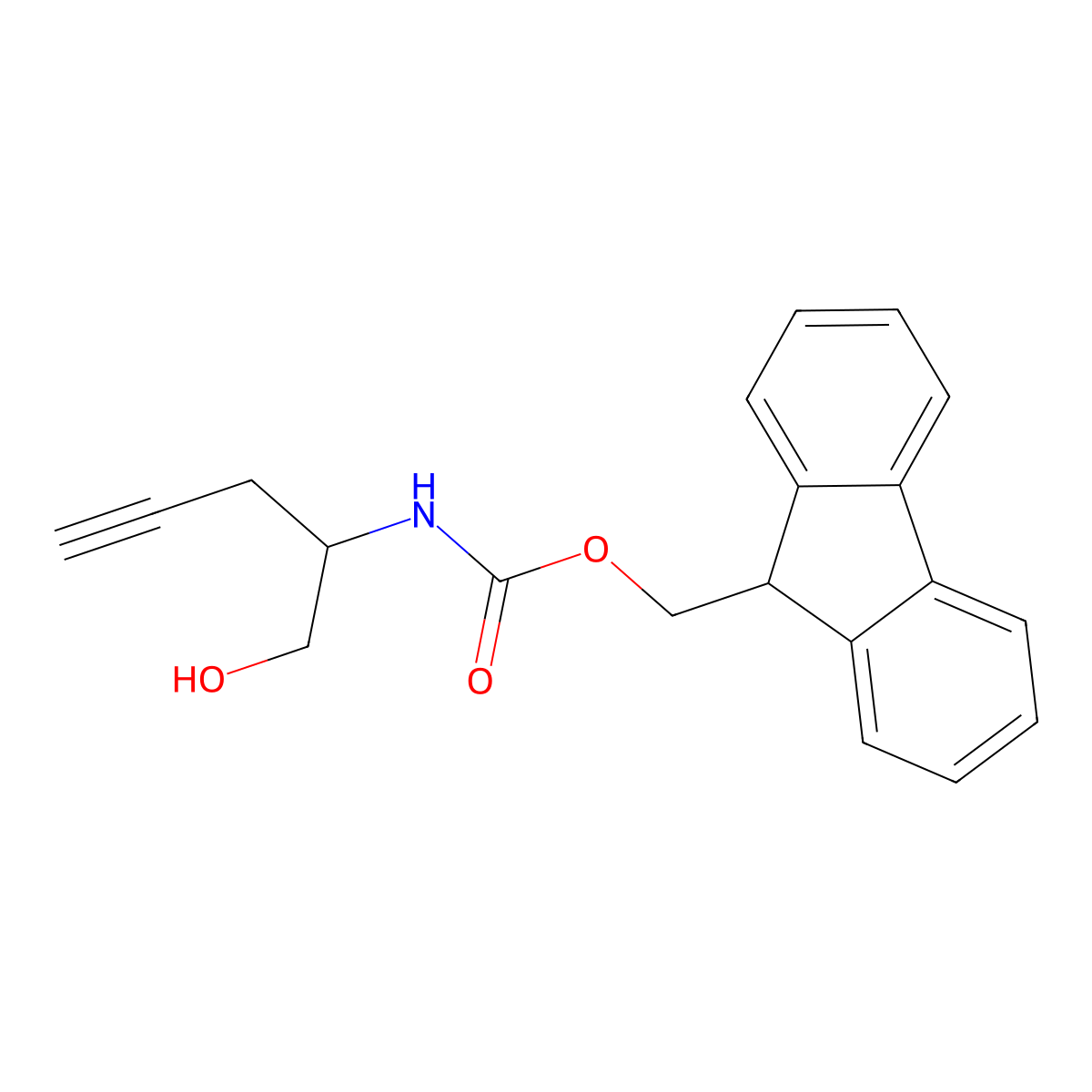 (9H-fluoren-9-yl)methyl N-(1-hydroxypent-4-yn-2-yl)carbamate molecular structure, CAS 2160930-42-5