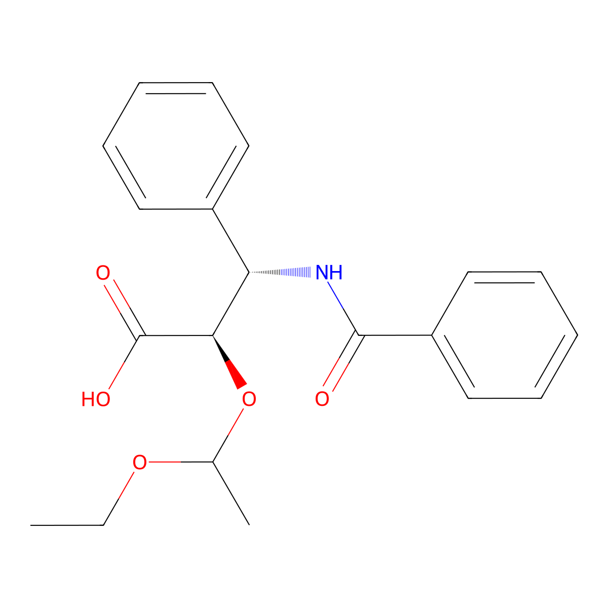 (2R,3S)-3-Benzamido-2-(1-ethoxyethoxy)-3-phenylpropanoic acid molecular structure, CAS 216094-54-1