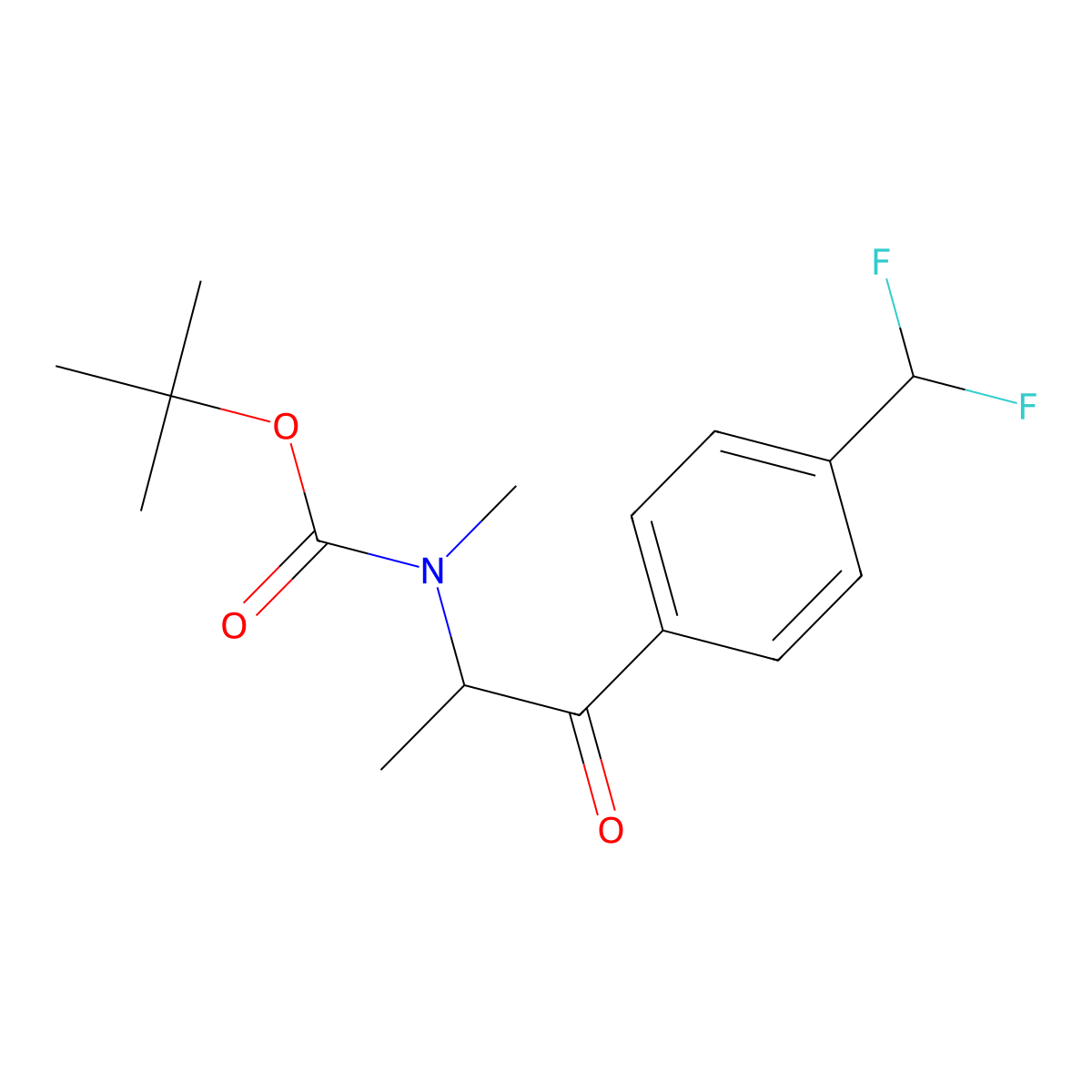 tert-butyl N-{1-[4-(difluoromethyl)phenyl]-1-oxopropan-2-yl}-N-methylcarbamate molecular structure, CAS 2160950-46-7