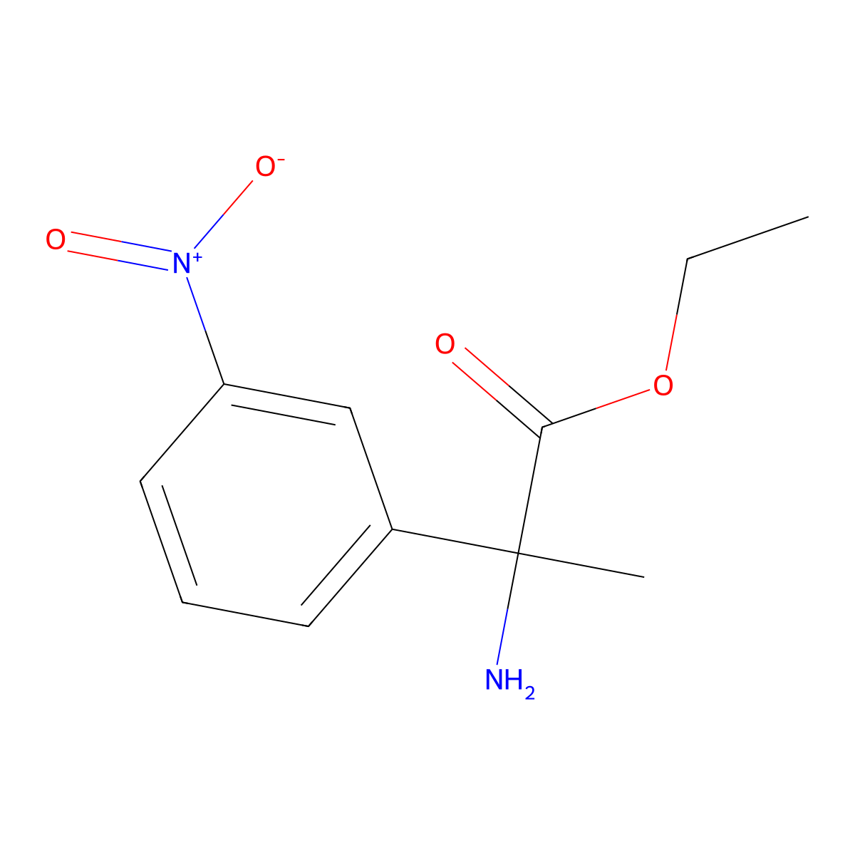 Ethyl 2-amino-2-(3-nitrophenyl)propanoate molecular structure, CAS 2160970-37-4
