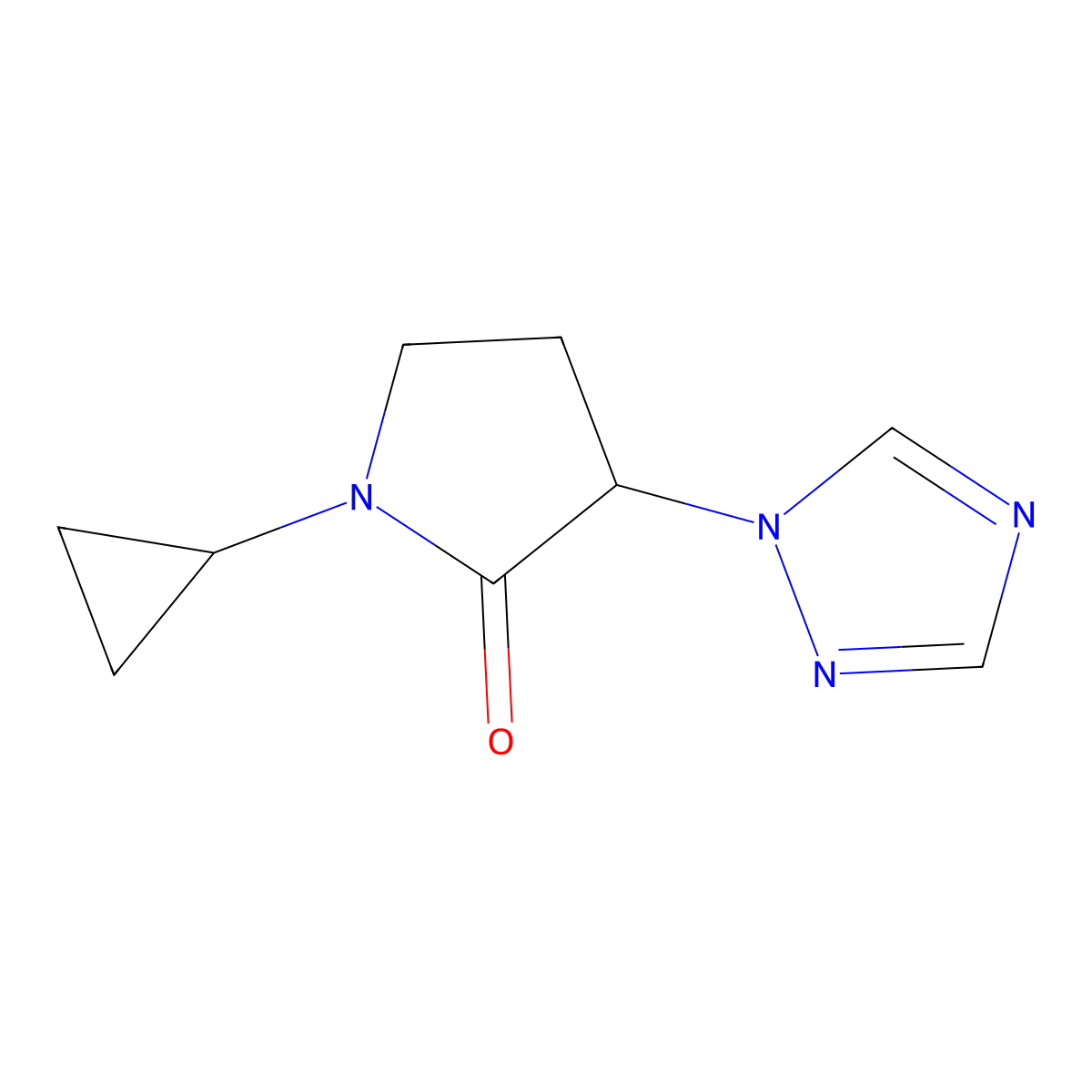 1-cyclopropyl-3-(1H-1,2,4-triazol-1-yl)pyrrolidin-2-one molecular structure, CAS 2161004-23-3