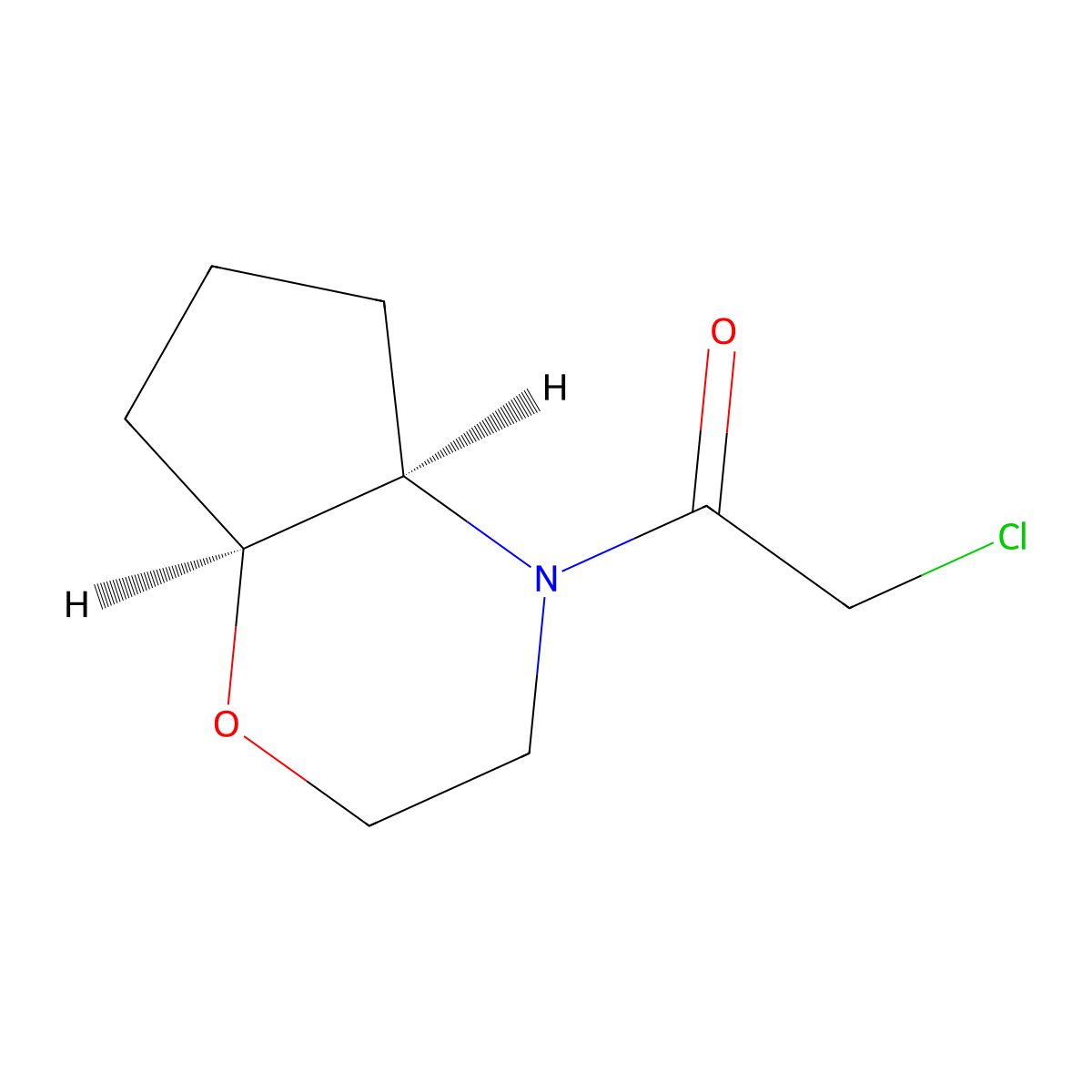rac-1-[(4aR,7aS)-octahydrocyclopenta[b][1,4]oxazin-4-yl]-2-chloroethan-1-one molecular structure, CAS 2161046-24-6