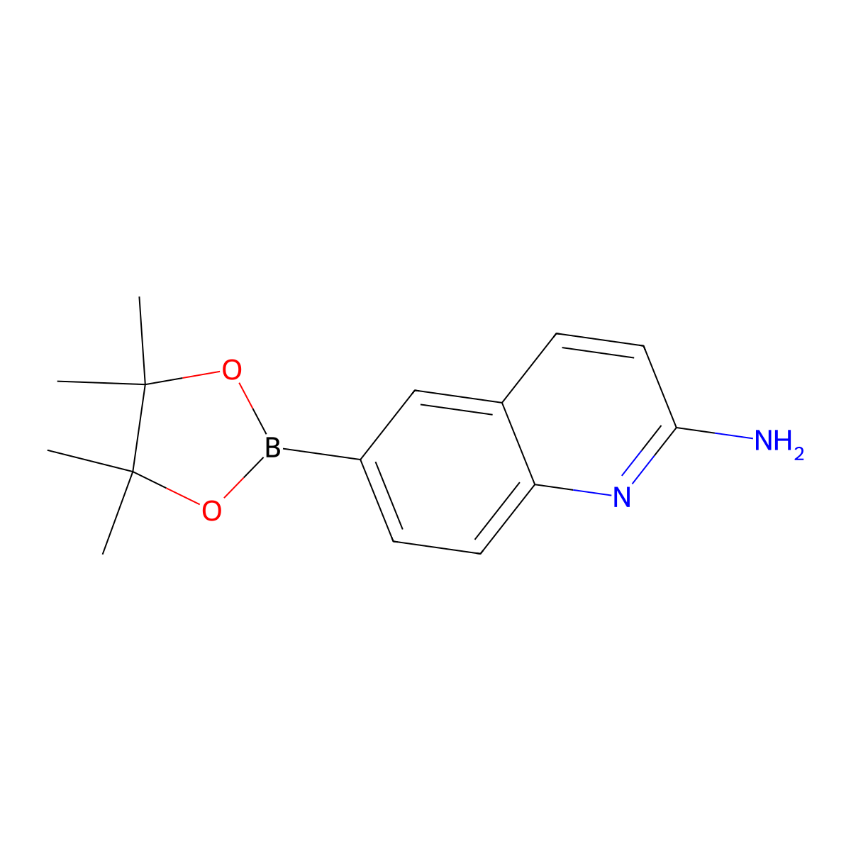 6-(Tetramethyl-1,3,2-dioxaborolan-2-yl)quinolin-2-amine molecular structure, CAS 2161304-72-7