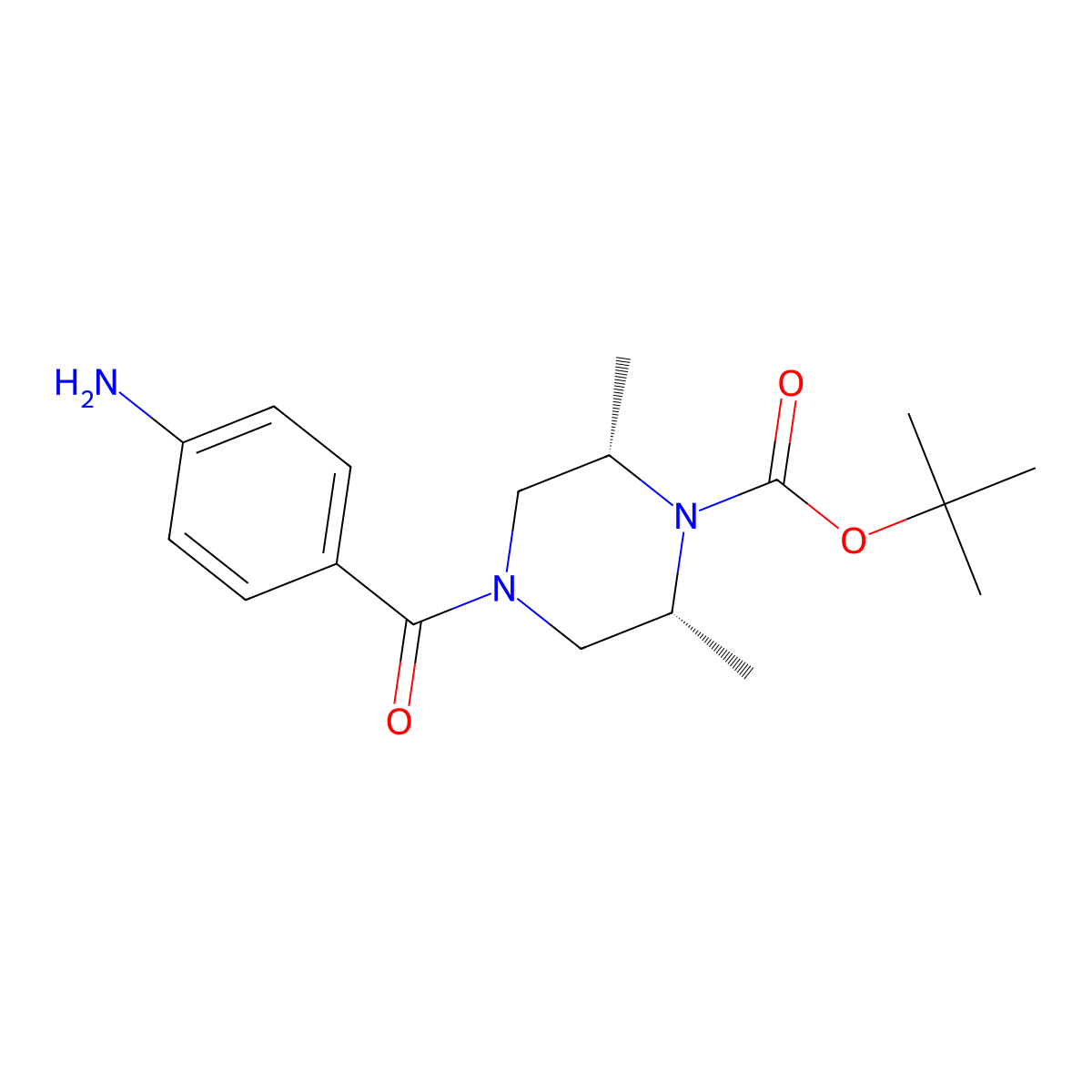 cis-1,1-Dimethylethyl-4-(4-aminobenzoyl)-2,6-dimethyl-1-piperazinecarboxylate molecular structure, CAS 2161337-98-8