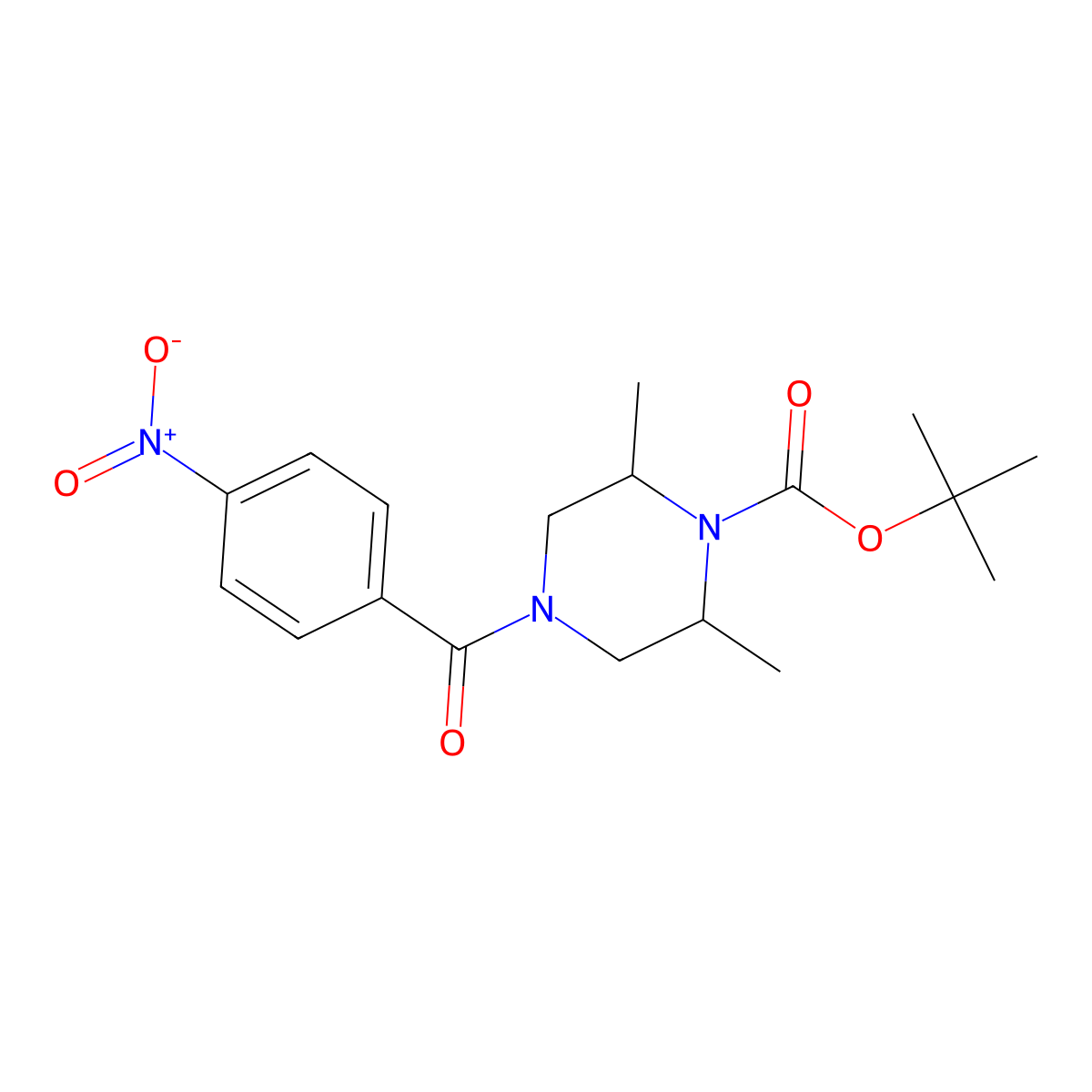 cis-1-Boc-2,6-dimethyl-4-(4-nitrobenzoyl)piperazine molecular structure, CAS 2161338-00-5