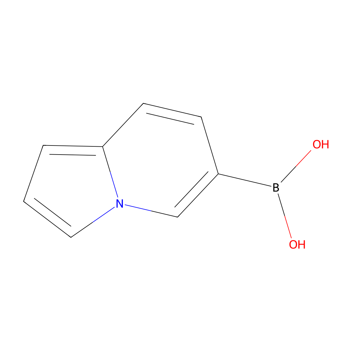 Indolizin-6-ylboronic acid molecular structure, CAS 2161345-21-5