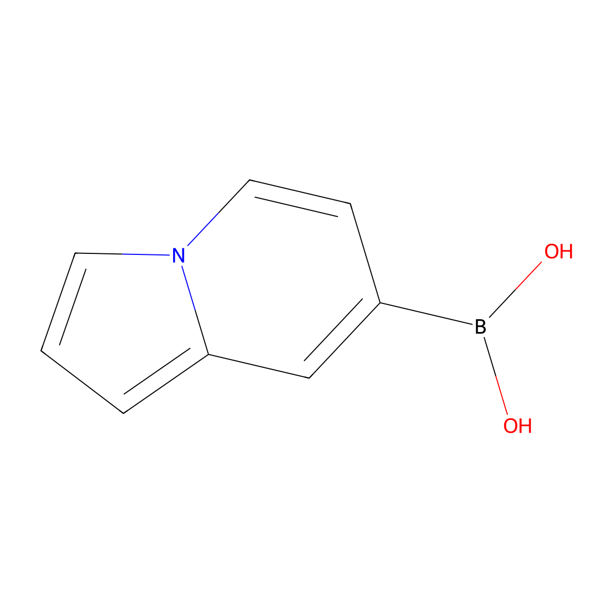 Indolizin-7-ylboronic acid molecular structure, CAS 2161345-22-6