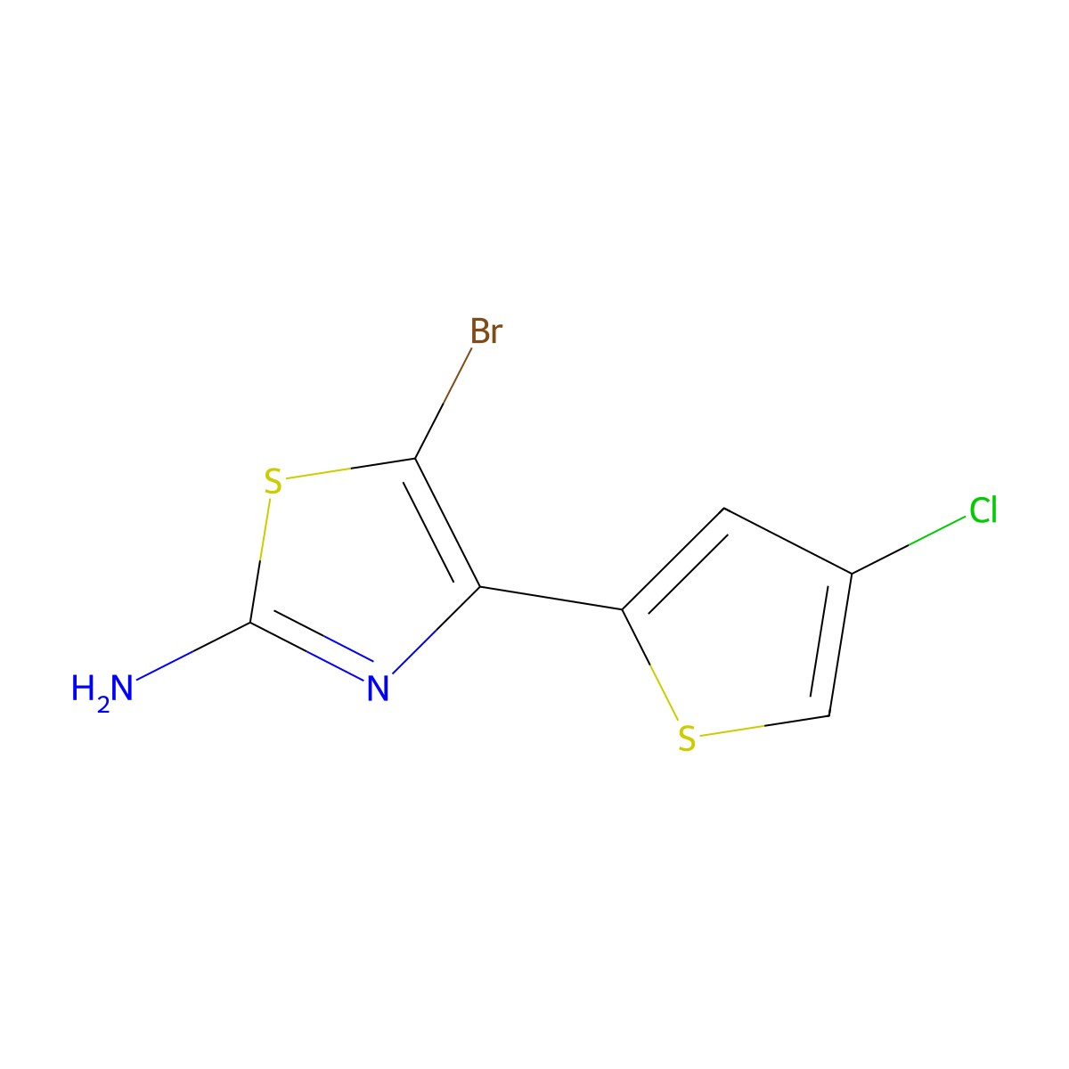 5-Bromo-4-(4-chlorothiophen-2-yl)thiazol-2-amine molecular structure, CAS 2161380-87-4