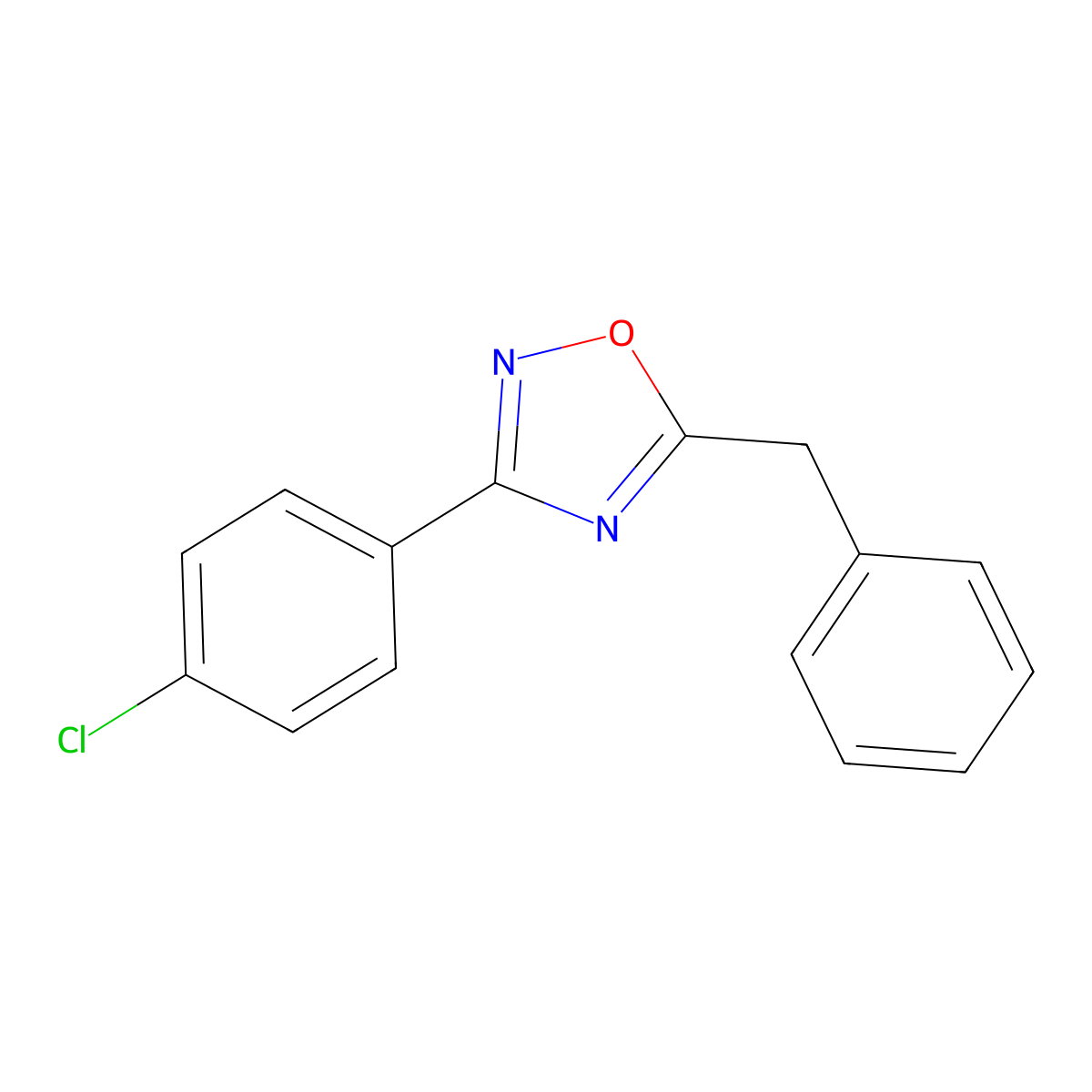 5-Benzyl-3-(4-chlorophenyl)-1,2,4-oxadiazole molecular structure, CAS 21614-49-3