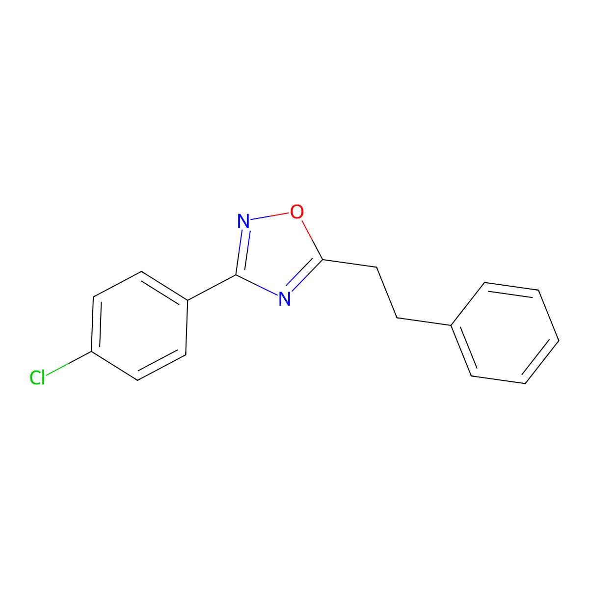 3-(4-Chlorophenyl)-5-(2-phenylethyl)-1,2,4-oxadiazole molecular structure, CAS 21614-50-6