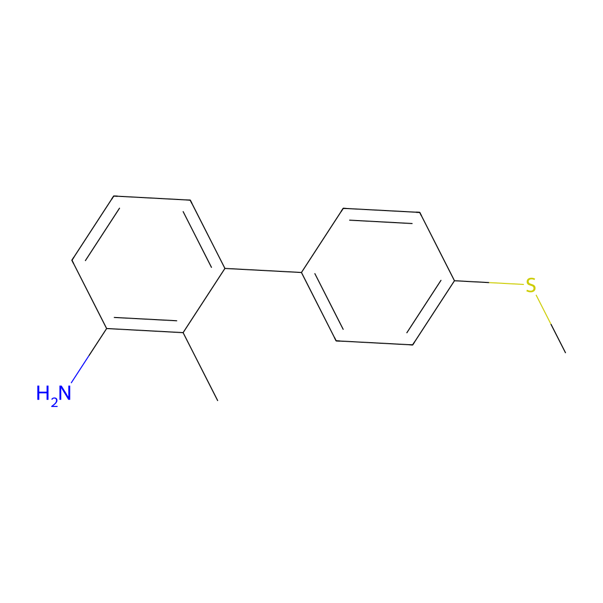 2-Methyl-4'-(methylthio)[1,1'-biphenyl]-3-amine molecular structure, CAS 2161410-66-6