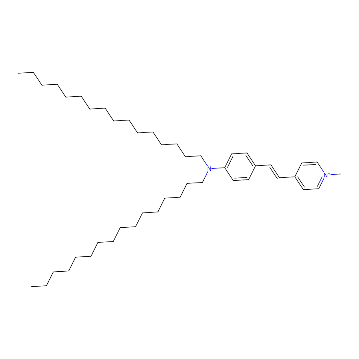 Pyridinium, 4-[2-[4-(dihexadecylamino)phenyl]ethenyl]-1-methyl- molecular structure, CAS 216148-77-5