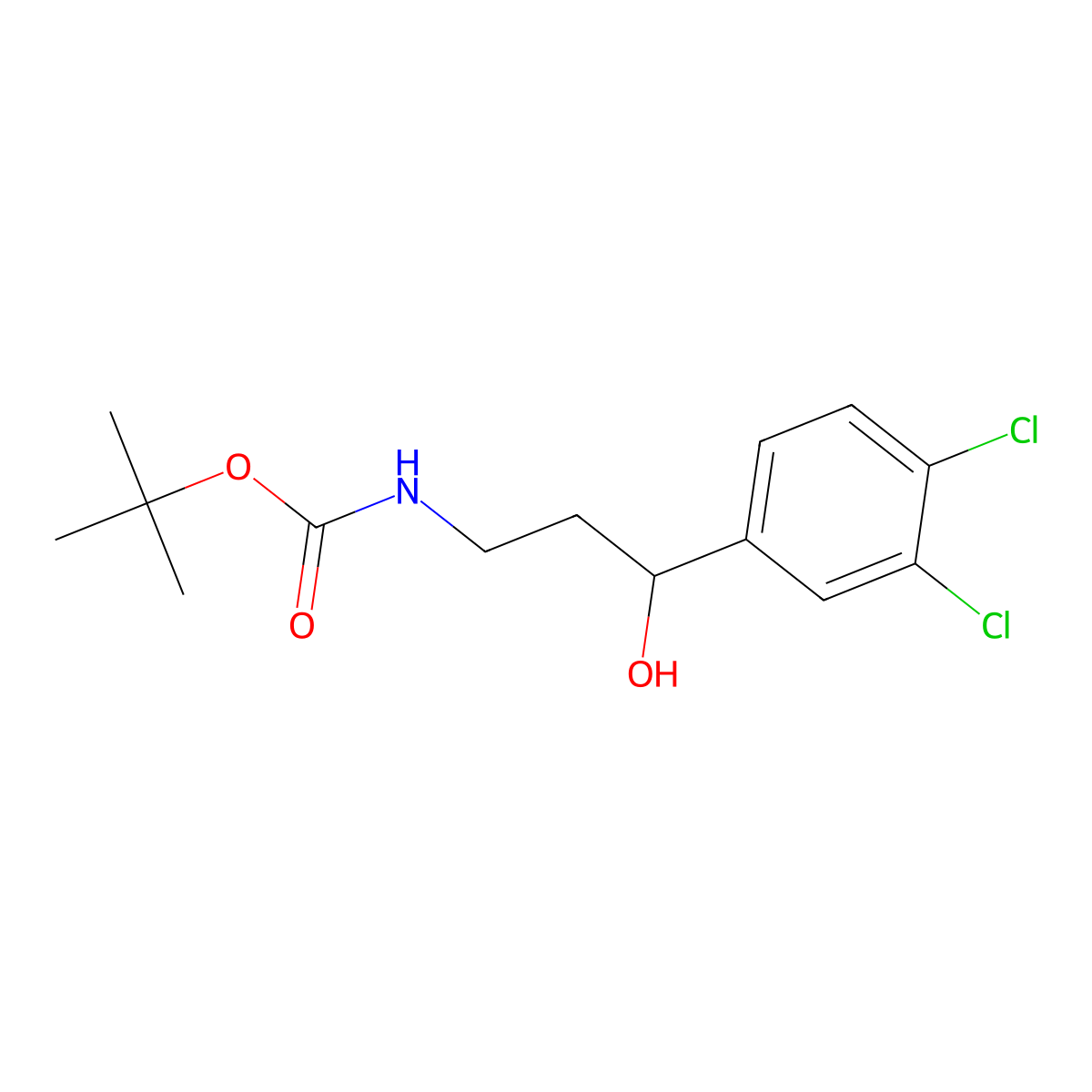tert-butyl N-[3-(3,4-dichlorophenyl)-3-hydroxypropyl]carbamate molecular structure, CAS 2161532-28-9