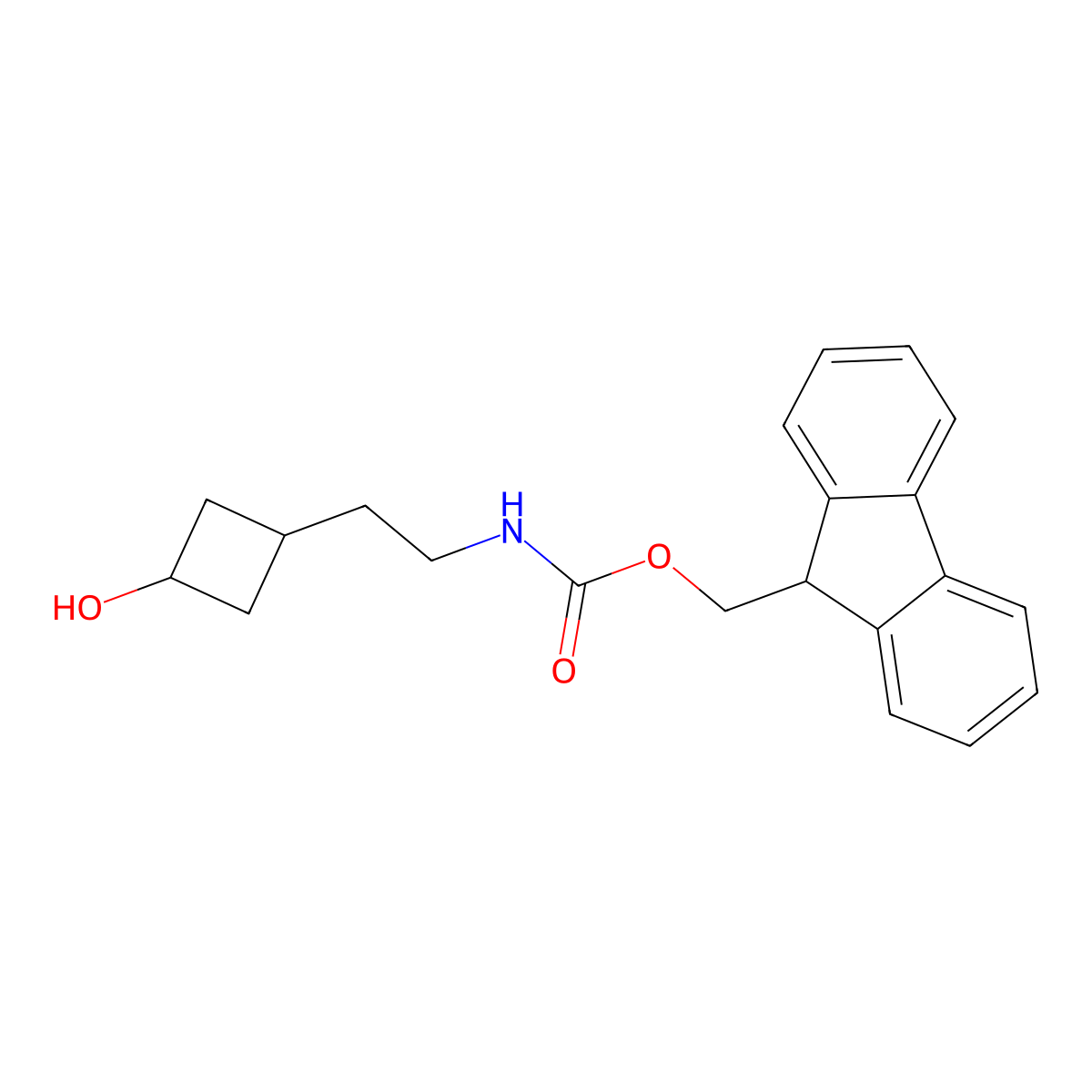 (9H-fluoren-9-yl)methyl N-[2-(3-hydroxycyclobutyl)ethyl]carbamate molecular structure, CAS 2161540-25-4