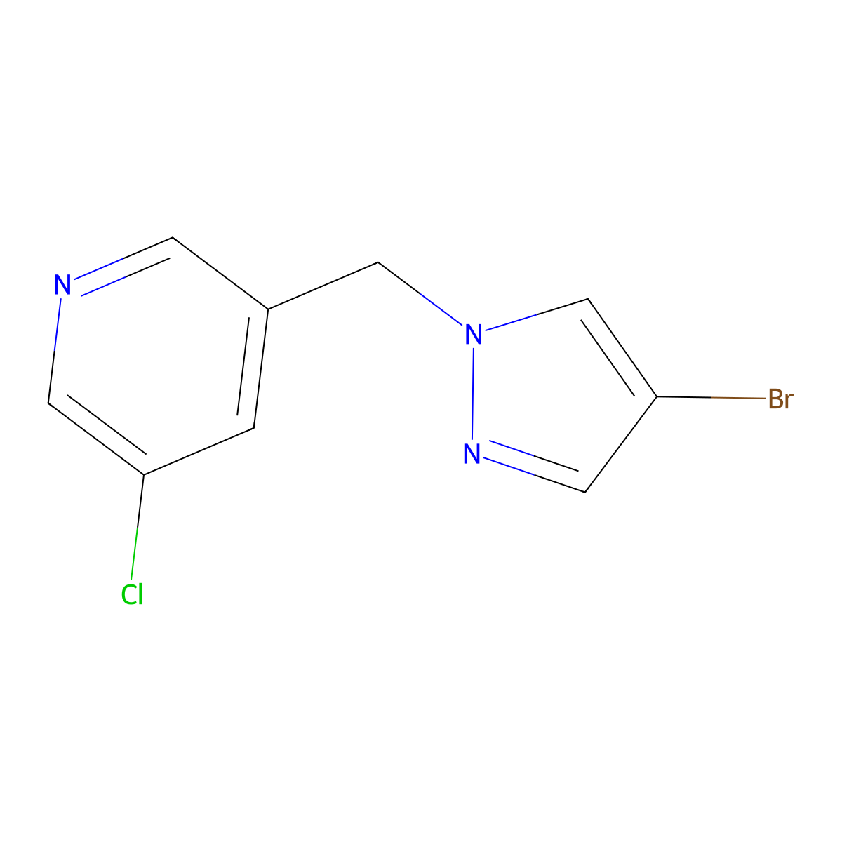 3-((4-Bromo-1H-pyrazol-1-yl)methyl)-5-chloropyridine molecular structure, CAS 2161578-76-1