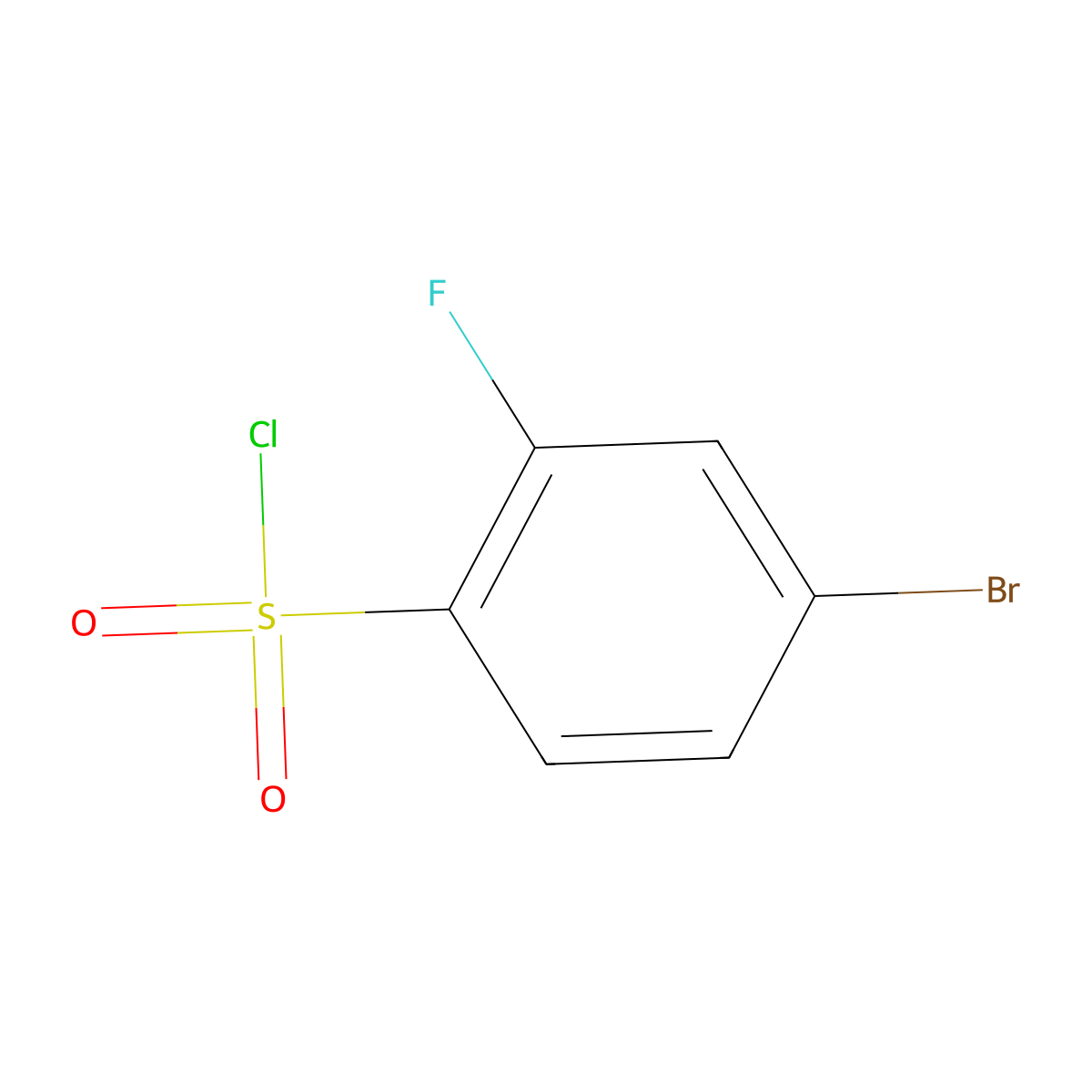 4-Bromo-2-fluorobenzene-1-sulfonyl chloride molecular structure, CAS 216159-03-4