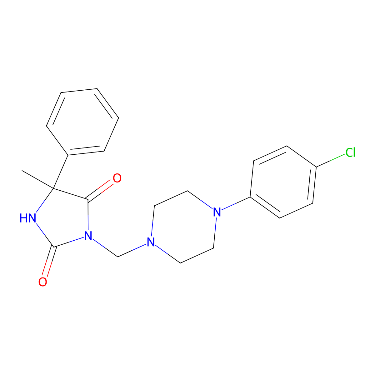 Hydantoin, 3-((4-chlorophenylpiperazinyl)methyl)-5-methyl-5-phenyl- molecular structure, CAS 21616-34-2