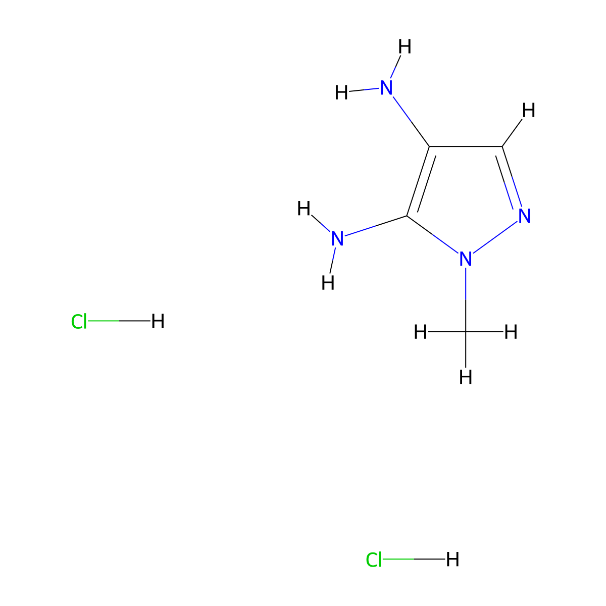 1-Methyl-1H-pyrazole-4,5-diamine dihydrochloride molecular structure, CAS 21616-59-1