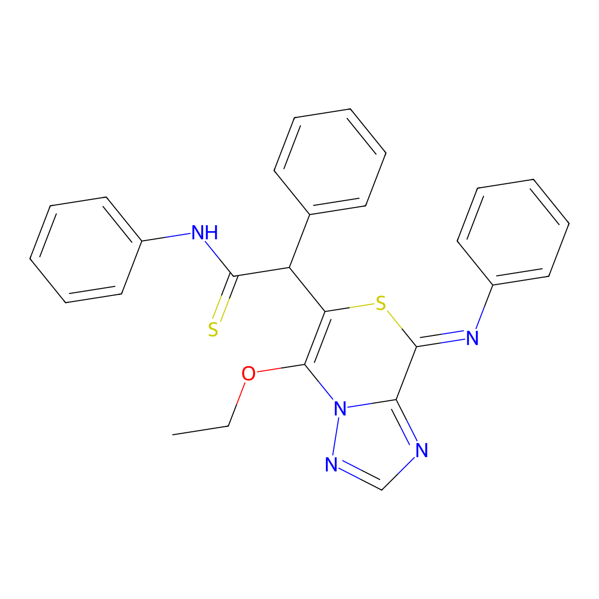 2-[(8Z)-5-Ethoxy-8-(phenylimino)-8H-[1,2,4]triazolo[3,2-c][1,4]thiazin-6-yl]-N,2-diphenylethanethioamide molecular structure, CAS 216169-16-3